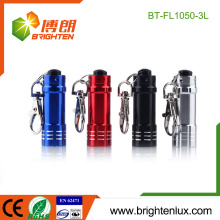 Manufacturer Bulk Sale Cheap LR41 Button Cell Powered Kids Colorful Pocket Bright Aluminum Metal 3 led Flashlight Keychain